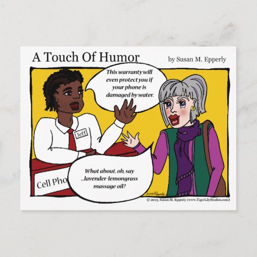 A Touch of Humor Cell Phone Massage Comic Postcard