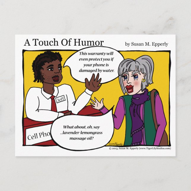 "A Touch of Humor" Cell Phone Massage Comic Postcard (Front)