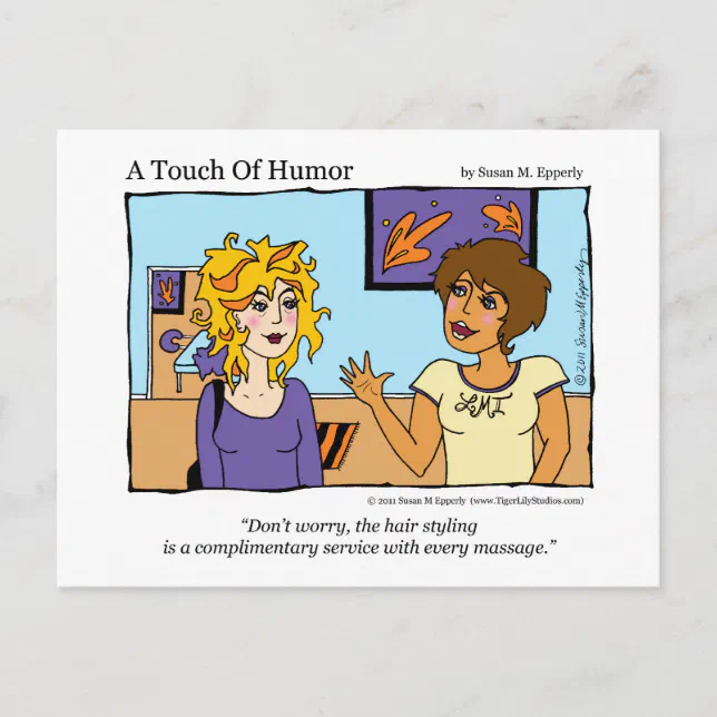 A Touch Of Humor Free Hairstyle Massage Comic Postcard Zazzle 0915