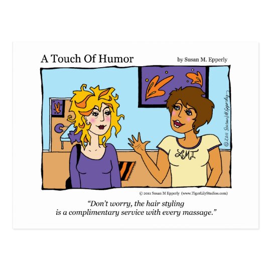"A Touch of Humor" Free Hairstyle Massage Comic Postcard 