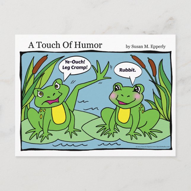 "A Touch of Humor" Frogs Massage Comic Postcard (Front)