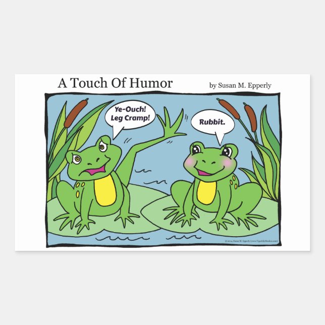 "A Touch of Humor" Frogs Massage Therapy Comic Rectangular Sticker (Front)