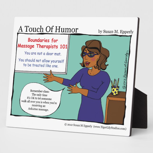 "A Touch of Humor" Massage Boundaries Comic Plaque (Side)