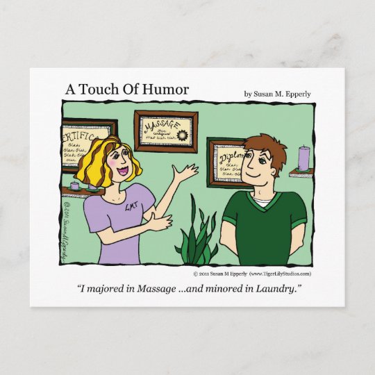 A Touch Of Humor Massage Laundry Comic Mug Postcard 7970