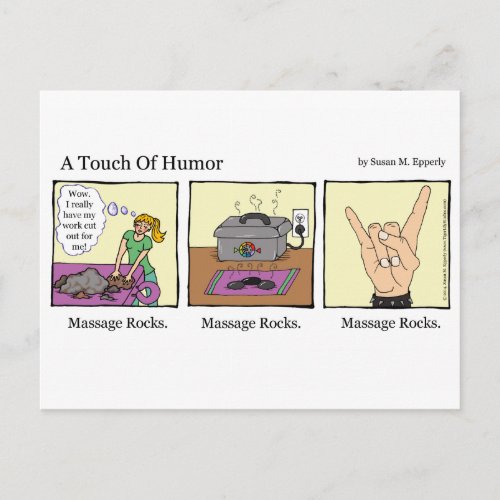 A Touch of Humor Massage Rocks Comic Postcard