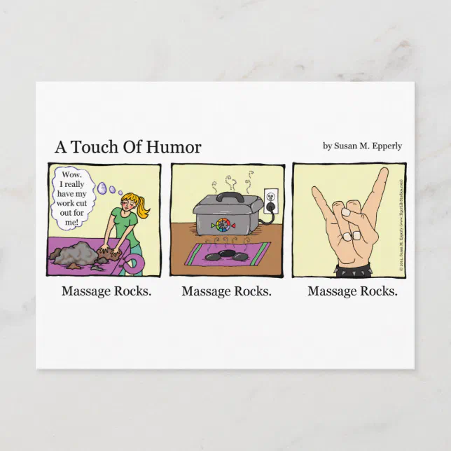 A Touch Of Humor Massage Rocks Comic Postcard Zazzle