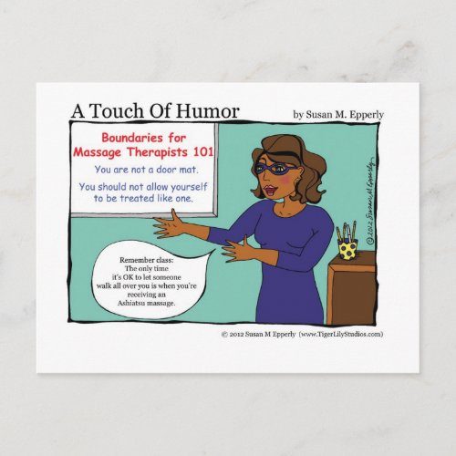 A Touch of Humor Massage Therapists Boundaries Postcard