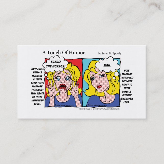"A Touch of Humor" Massage Therapy Business Cards (Front)