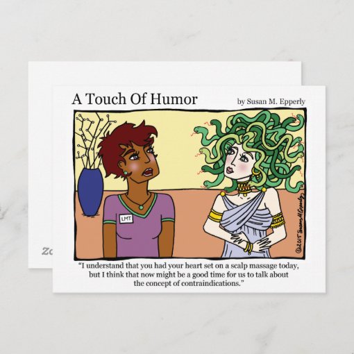 A Touch Of Humor Medusa Massage Comic Postcard Zazzle 6649