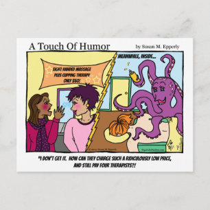 "A Touch of Humor" Octopus Massage Comic Postcard