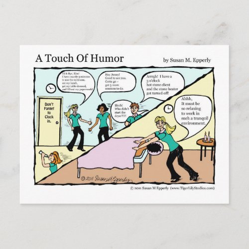A Touch of Humor Spa Massage Behind the Scenes Postcard