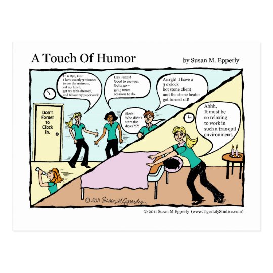 A Touch Of Humor Spa Massage Behind The Scenes Postcard