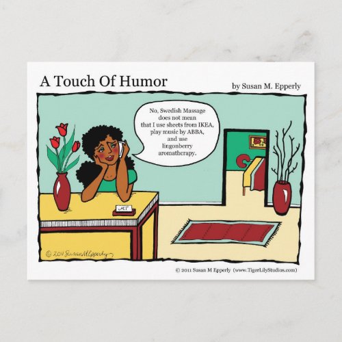 A Touch of Humor Swedish Massage Comic Postcard