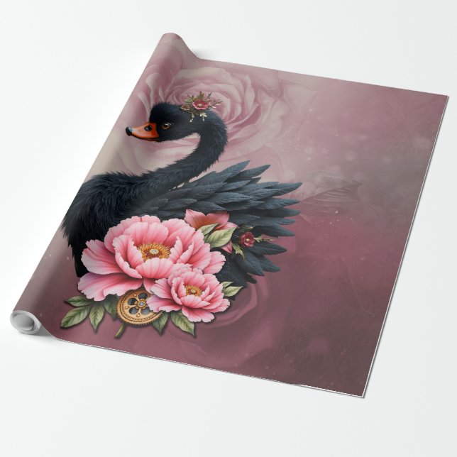 A touch of rose and swan's glow.  wrapping paper (Unrolled)