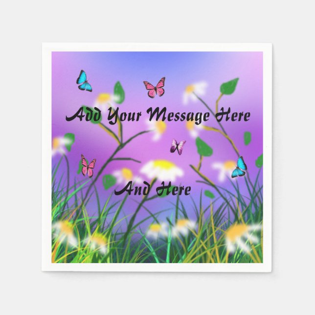 A Touch Of Spring Add Your Message Template, Paper Napkins (Front)