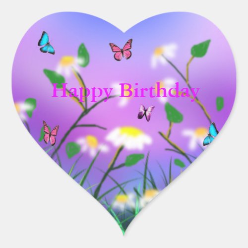 A Touch Of Spring  Heart Happy Birthday Stickers Heart Sticker