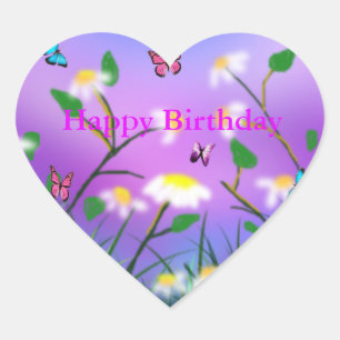 A Touch Of Spring, Heart Happy Birthday Stickers. Sticker