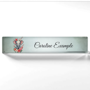 A touch of summer: The baby elephant  Desk Name Plate