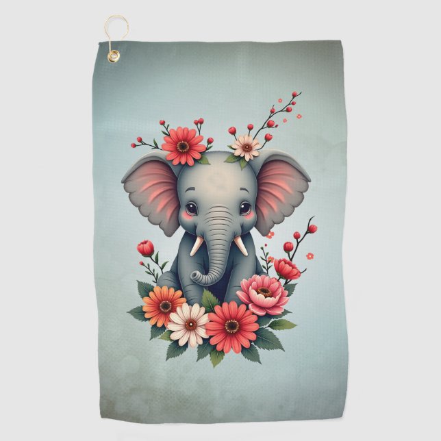 A touch of summer: The baby elephant  Golf Towel (Front)
