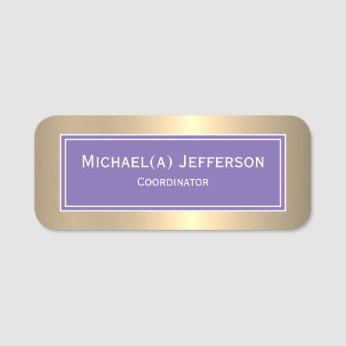 A Touch Of Timeless Elegance Blue Violet And Gold Name Tag