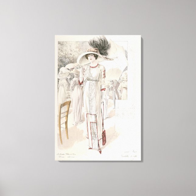 A town dress, from 'Les Grandes Modes de Paris' Canvas Print (Front)