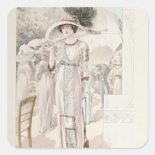 A town dress, from 'Les Grandes Modes de Paris' Square Sticker