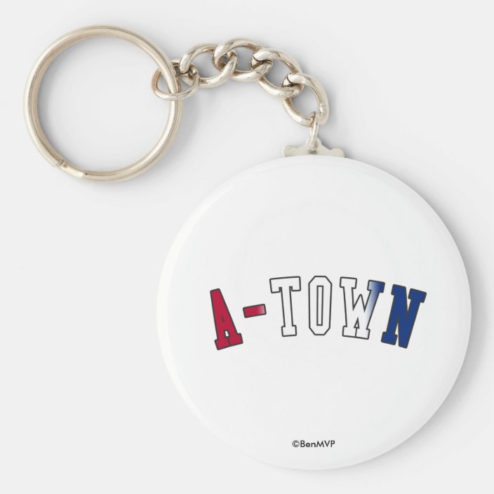 A-Town in Georgia State Flag Colors Keychain