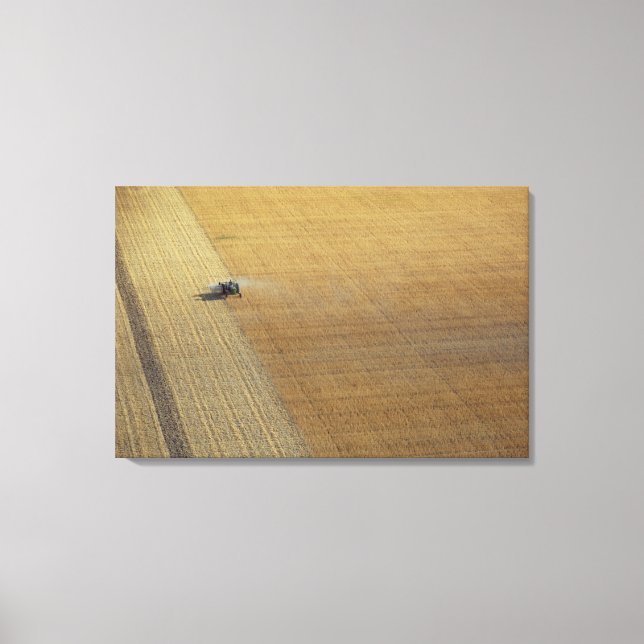 A tractor harvesting canvas print (Front)