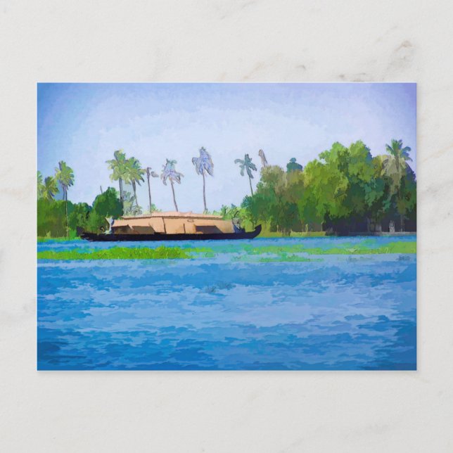 A traditional Houseboat in Kerala Postcard (Front)