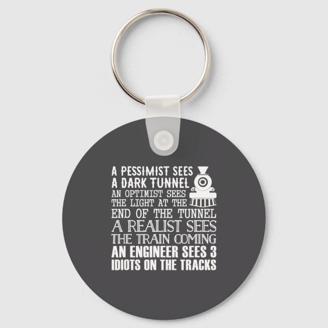 A Train Engineer And 3 Idiots Funny Joke  Keychain (Front)