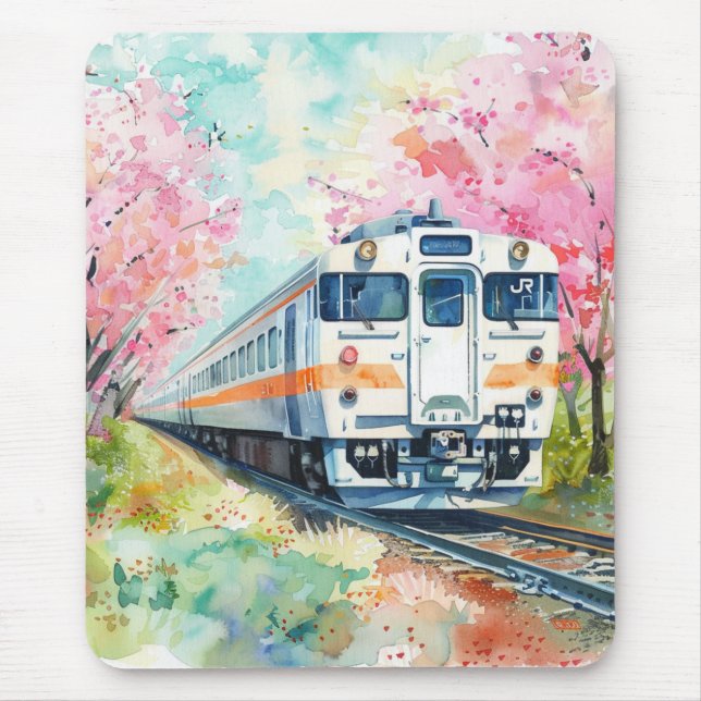 A Train in Springtime Mouse Pad (Front)