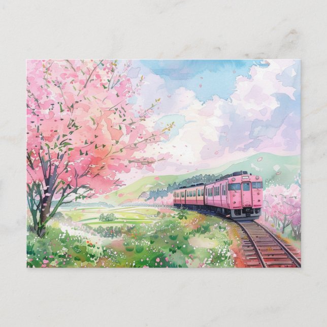 A Train in Springtime Postcard (Front)