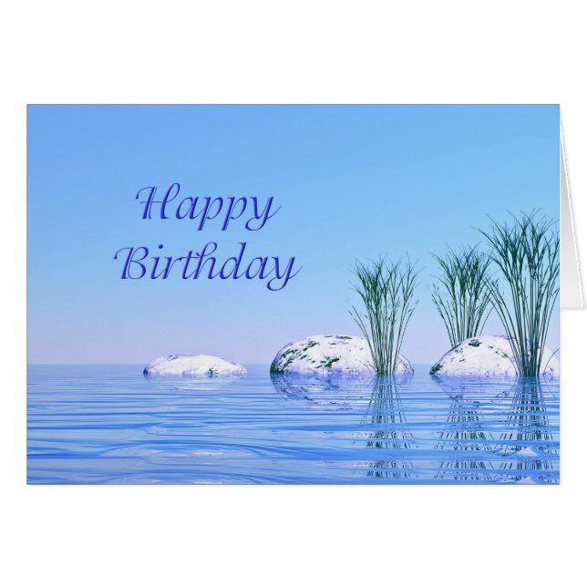 A Tranquil, Spa Like, Blue Birthday Cards (Front Horizontal)