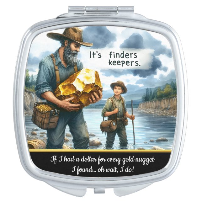 A treasure hunt by the river on a sunny afternoon compact mirror (Front)