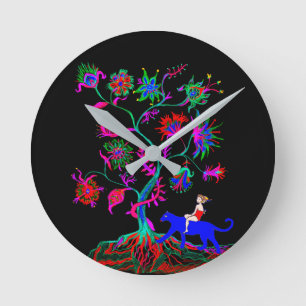A tree and a puma round clock
