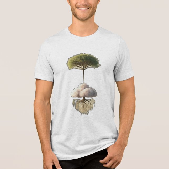 A tree growing upside down Tri-Blend shirt (Front)
