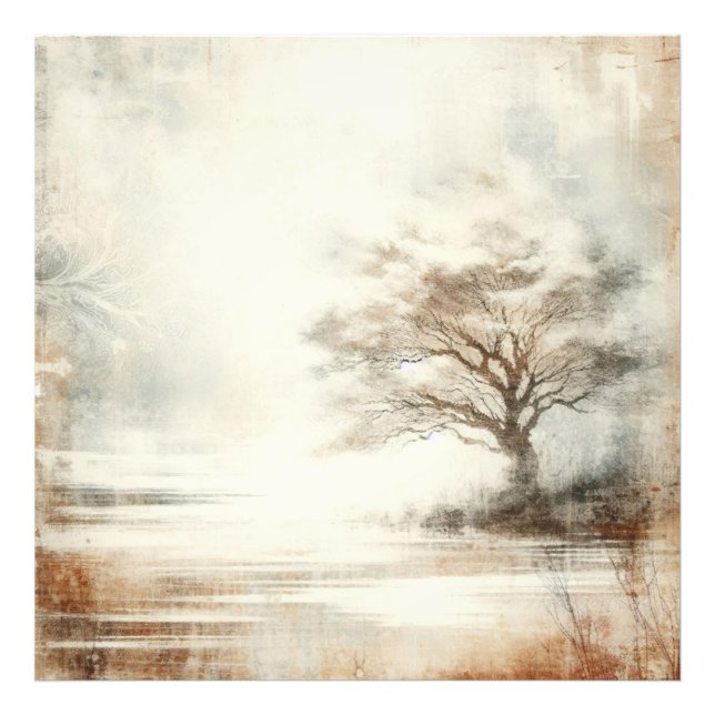 A Tree In The Mist Old Photo Graphic Design Print (Front)