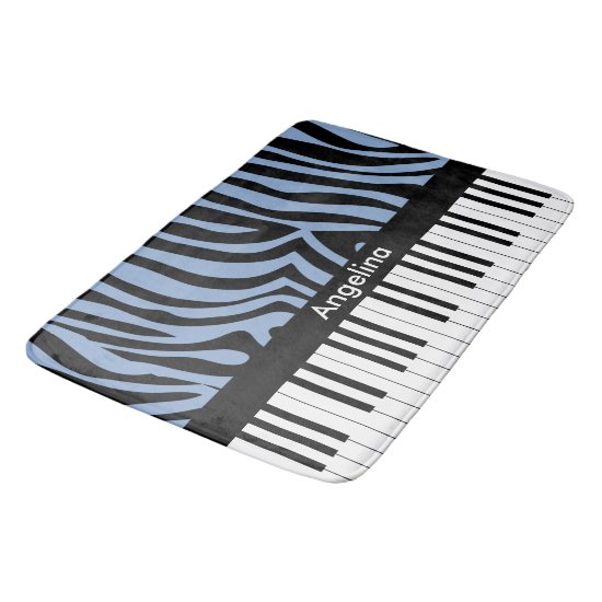 A trendy and hip music design featuring piano keys bath mat