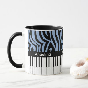 A trendy and hip music design featuring piano keys mug