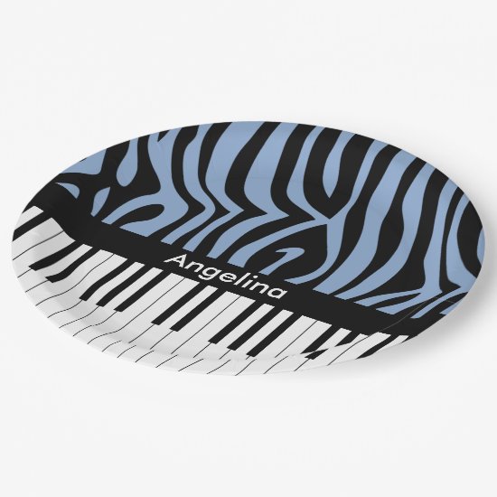 A trendy and hip music design featuring piano keys paper plate