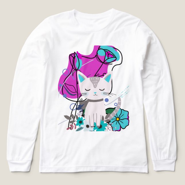 A Trendy Cat Lover Colourful Design Tri-Blend Shirt (Design Front)