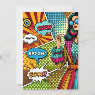 A trendy illustration in retro pop art style invitation
