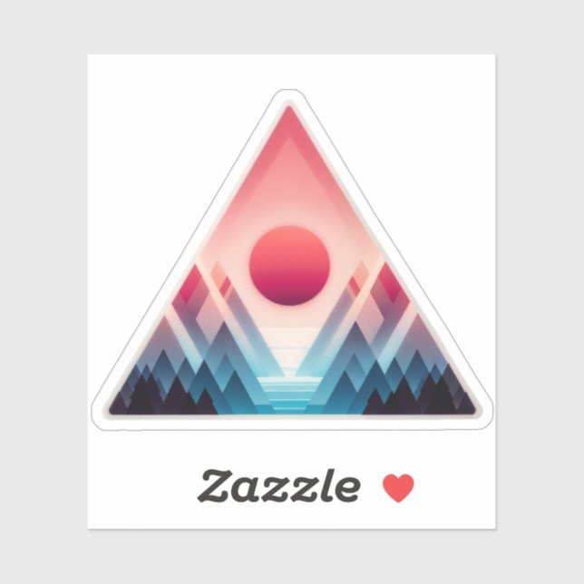A Triangle Shaped Sticker with a Mountain Scene (Sheet)