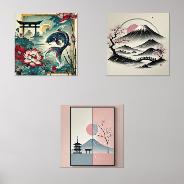 A Trio of Tradition, Nature, and Serenity Wall Art Sets (Front)