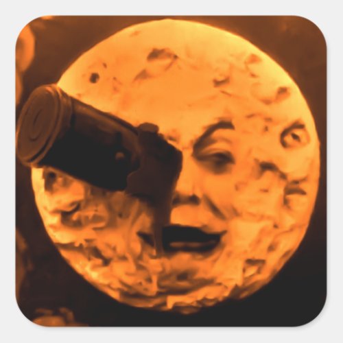 A Trip to the Moon Blood Orange Sepia Square Sticker