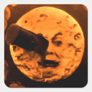 A Trip to the Moon (Blood Orange Sepia) Square Sticker