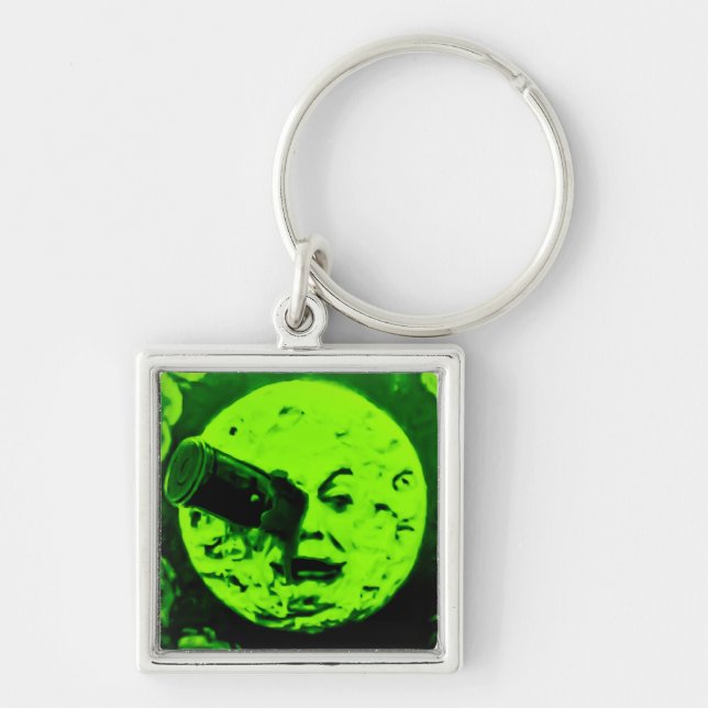 A Trip to the Moon (Martian Retro Green) Keychain (Front)