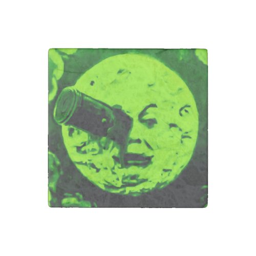 A Trip to the Moon Martian Retro Green Stone Magnet