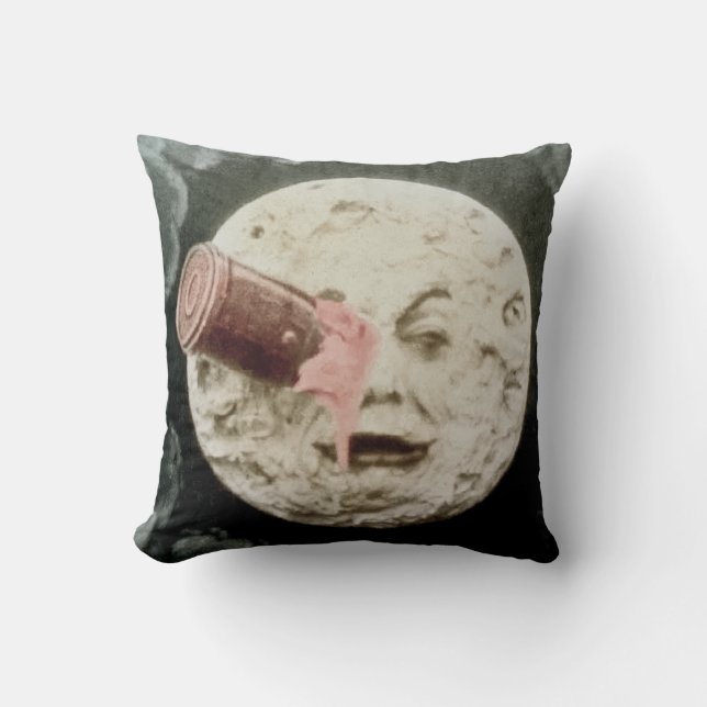 A Trip to the Moon (Muted Hand Tint) Throw Pillow (Front)