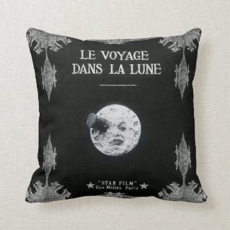 A Trip to the Moon or Le Voyage dans la Lune Retro Throw Pillow